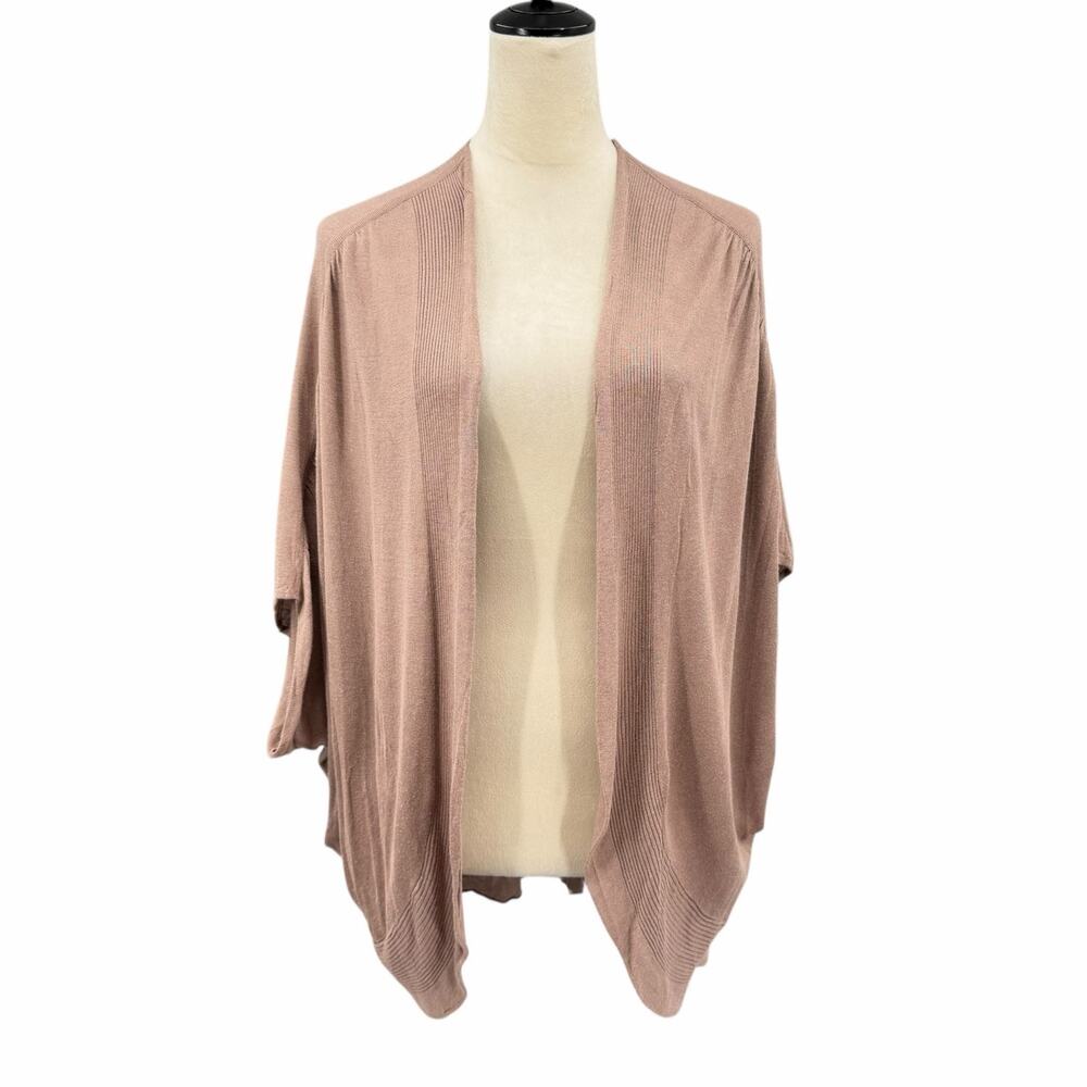 Nurture NWT Taupe Brown Soft Knit Short SLeeve Open Cardigan Shrug Layering